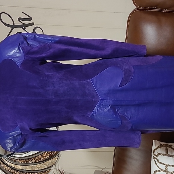 Vintage Michael Hoban dreamy, butter soft PURPLE suede/leather backless dress - Picture 8 of 11